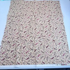 vintage MBT quilting cotton fabric beige red paisley floral 18×43