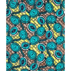African Fabric/ Ankara – Teal, Brown, Yellow “Chain No Dey Hold Me”, 1 YARD