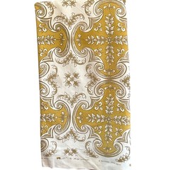 Vintage 70s Baroque Upholstery Fabric Smithson Hand Print Mustard Regency Gothic
