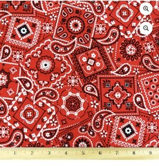 Waverly Western Cowboycore Poppy Red Bandana Paisley Print BTFQ