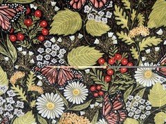 MODA Bee Garden 3 1/4 Yards Black 100% Quilt Cotton Monarch Butterflies