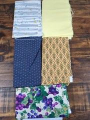 Lot of Fabric, grapes, flowers, leaves, geometric, solid, multicolor, 1lb 5oz