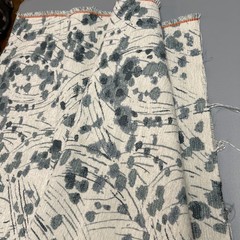 Designer Upholstery Woven Jacquard Fabric Remnant 56.5”x40” Blue Green Floral