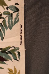 36″ L x 50″W Vintage Tropicana Hand Printed Fabric Large Tropical Flower Leaf