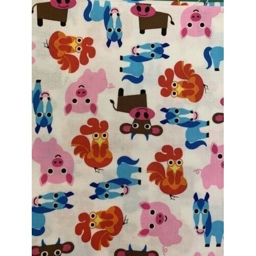 1 Yard Farm Animals Nursery Fabric By Windham- White – 100% Cotton