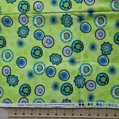 2 yds Aquarius Exclusively Quilters cotton, OOP, lime green, blue, black, white