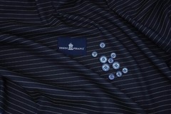 Navy blue pinstripe with Iridescence effects Cotton suiting fabric & buttons.
