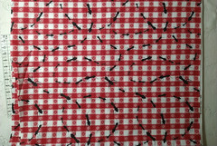 REMNANT Jaftex Red Picnic Plaid Check Fabric Ants Vintage Crafts Clothing 22×19″