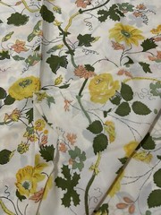 Vintage 70s Groovy Earth Floral Hippie Flowers Sheer Fabric Loomskill Inc 80”x44