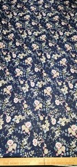 Navy Blue floral Printed spandex stretchable Fabric wrinkle-Free 60” W Sold BTY