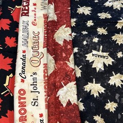 Canada Theme Maple Leaf Fabric 4 Pc Lot Quilting Crafts Sewing Cotton Prints