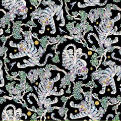Korean Traditional Magpie Tiger Jagae Color Patterned Fabric made in Korea BTHY