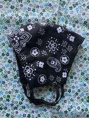 2 Face Mask triple Layer Handmade Washable Cloth Black Bandana