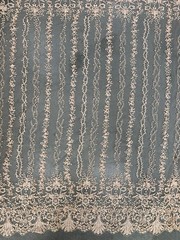 Daphne PEACH Faux Pearls Beaded Flowers and Vines Lace Embroidery on Mesh Fabri