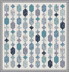Lewis & Irene – Ocean Pearls – Starfish W/ Pearl Metallic – Dark Blue, BTY