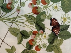VTG Lot Of 2 Strawberry Cotton Sateen Fabric Pillow Panel Uncut Botanical