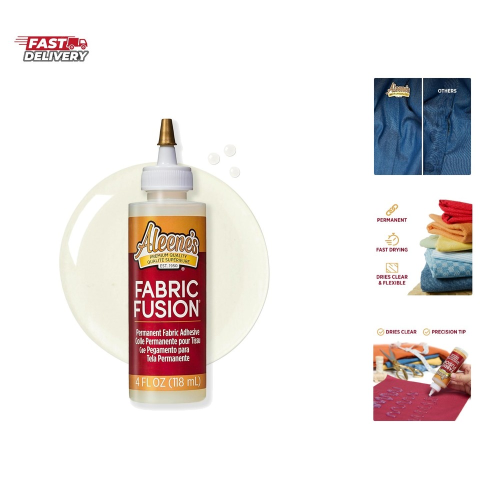 Fabric Fusion Glue 4 oz, Permanent and Washable Adhesive, No-Sew Fabric Glue …