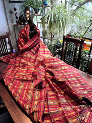 Thai Silk & Metallic IKAT Fabric ~ 3 Yard ~ 45″ Wide Gold Red Green Purple