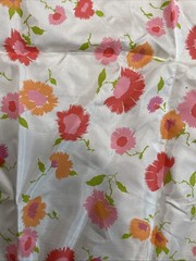 Vintage Sample Fabric 100% Estron Acetate Floral Pink Orange 45”x108”