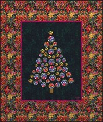 Hoffman – Yuletide Blooms – Poinsettia Repeating Border Stripe – Cream, Fabric B