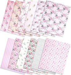 12pcs Pink Rose Cotton Fabric Bundle 18×22 Inch Quilting Fat Quarters DIY Crafts