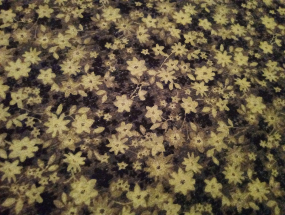 OOP Black Green Distressed Floral Fabric Scraps Olive Green Black Floral Fabric