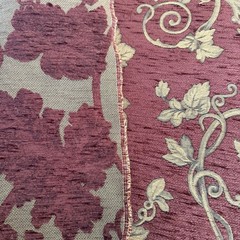 Vintage Burgundy Gold Grape Leaf Vine Scroll Jacquard Upholstery Fabric 13 Yds
