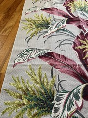 Gorgeous Vintage Barkcloth Fabric Piece 34”x55”