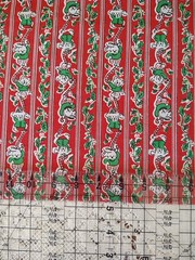 REMNANT Holiday Stripe Christmas Fabric Bunnies Bears Candy Canes Holly 17×22″