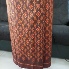 Antique Silk100%Thai Pattern Hand Woven Fabric Brown Orange Cloth/Skirt Crafting
