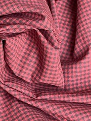 10 Yards Vtg Mission Valley Textiles Cotton Gingham Plaid Fabric Dark Red USA