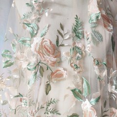 Delicate Floral Embroidery Lace DIY Mesh Bridal Fabric Wedding Prom dress
