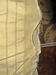 2.8ydX63″W yellow silky rayon-y synthetic wide shadow stripe seersucker fabric