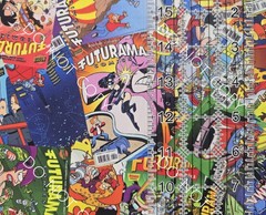 100% Cotton Woven Novelty Fabric Futurama Tv Show Comics By The 1/4 Yard 9×56
