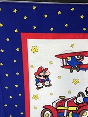 Vintage Nintendo SUPER MARIO BROS Cotton FABRIC PANEL 70″ x 45″ New Unused