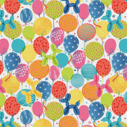 Party Balloon Fabric Birthday Lets Eat Cake Blank Quilting Cotton By The Yard