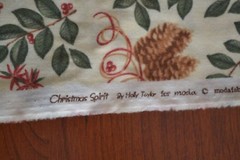 By 1/2 Yd, Red & Green Christmas Print on Cream Brushed-Cotton, Taylor/Moda,A905