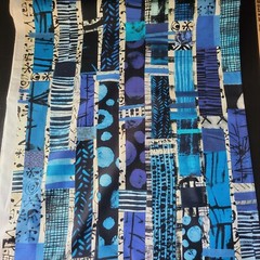 Blue, Black, Cream, Graffiti Strips Cotton Shirting/Quilting – So Cute! OEKO-TEX