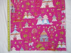 1 YD OOP~Cotton Haute Girls Toile Free Spirit Westminster Fibers Hot Pink+Multi