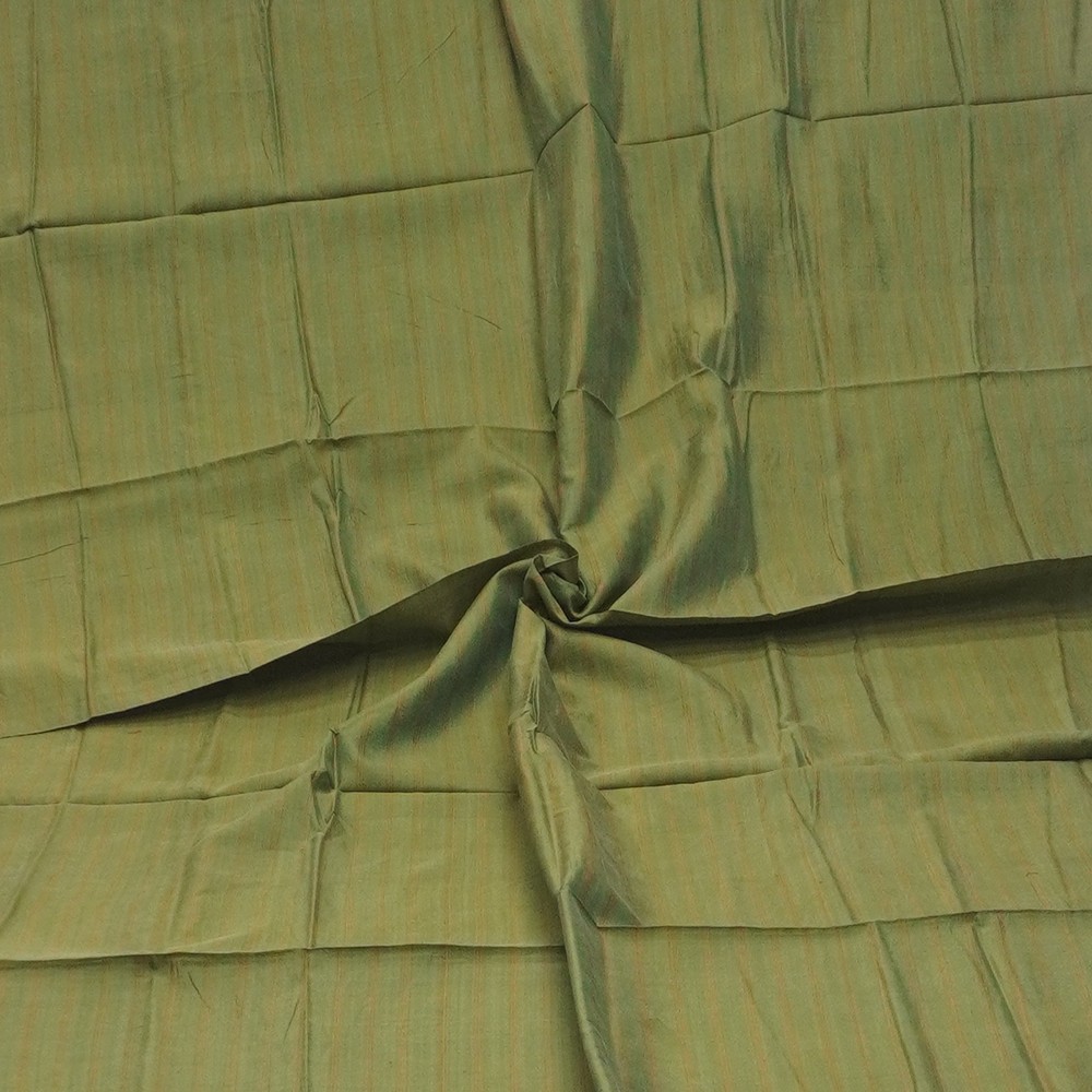 Vintage Green 100% Pure Silk Handloom Sari Remnant 3YD Craft Fabric Silk Scrap