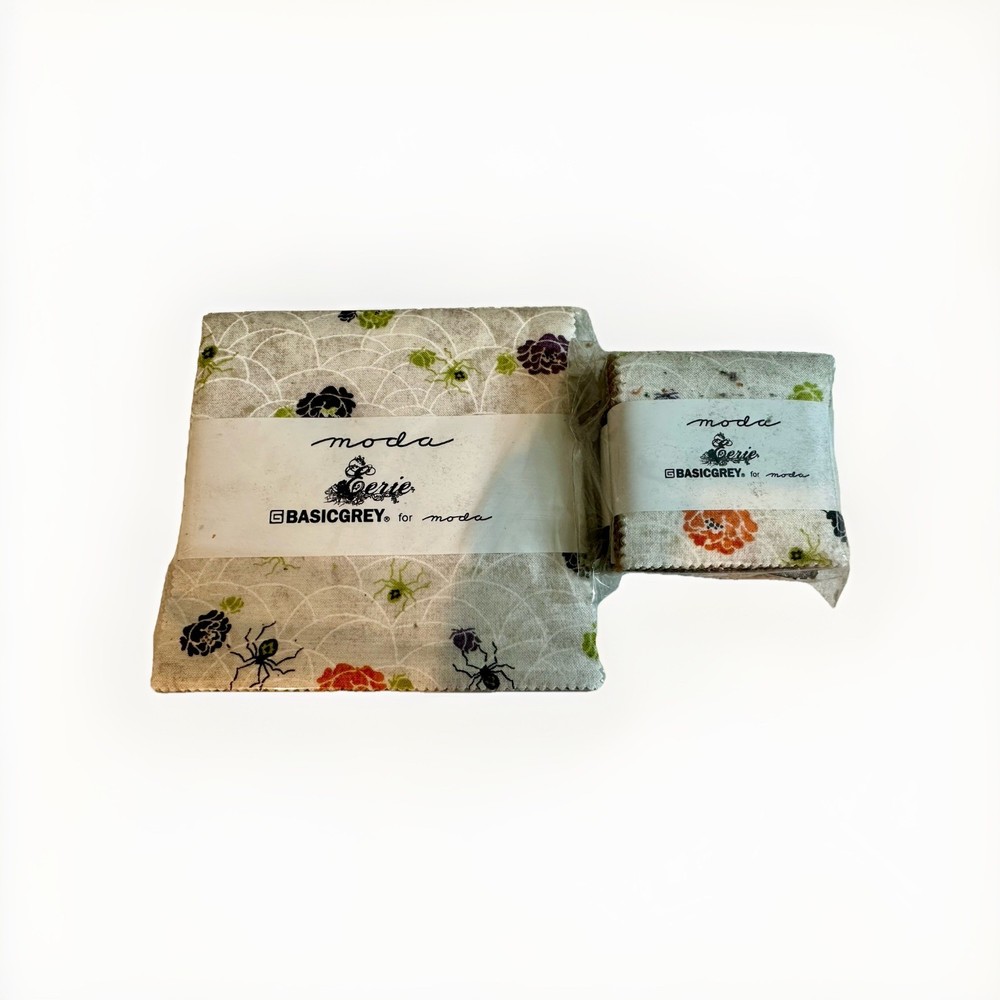 NIP Eerie By Basic Grey For Moda Charm Pack + 2 Mini Charms (42 Squares Each)
