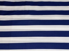 102″ X 44″ Vintage Cranston Navy Blue & White Large Stripe Cotton Fabric 2.8 Yds