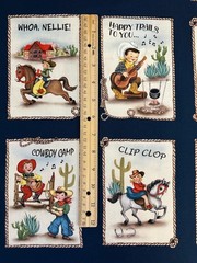 PANEL HAPPY TRAILS LIL COWHANDS BLOCKS BY MICHAEL MILLER COWBOYS FABRIC 22″X44″