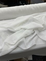 Faux Linen Sheer Voile Gasa Fabric 116” Wide Curtain Drapery Sold BTY Off White