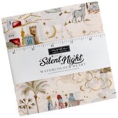 Moda SILENT NIGHT Charm Pack, 100% Cotton 5-inch Precut Fabric Squares (42 pcs)