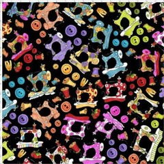 Sew Machine Button Toss Fabric 21″ length 44″ W Black Cotton Loralie Designs