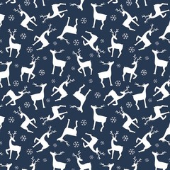 Christmas Fabric | Nordic Cabin Reindeer Deer Toss Blue | Benartex Contempo YARD