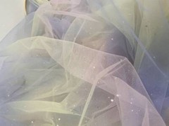 Rainbow Tulle Fabric Silver Glitter Stars Lace Fabric for Wedding Tulle Dress