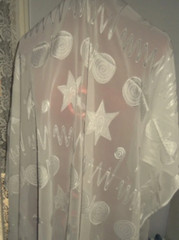 SATIN BURN OUT CHIFFON FABRIC, CELESTIAL DESIGN, 115 cm wide x 1.36 metres SHEER
