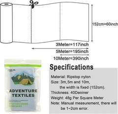 Tear-Resistant Grey Ripstop Nylon Fabric 60×196 Inch for Bags and Covers
